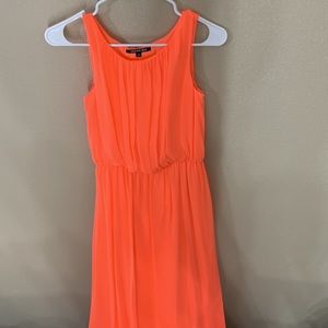 A neon coral long dress